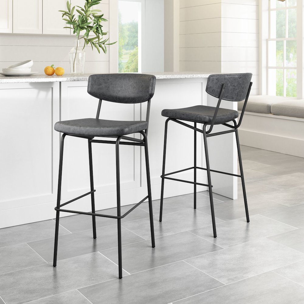 Charon Barstool (Set of 2) Vintage Black. Picture 8
