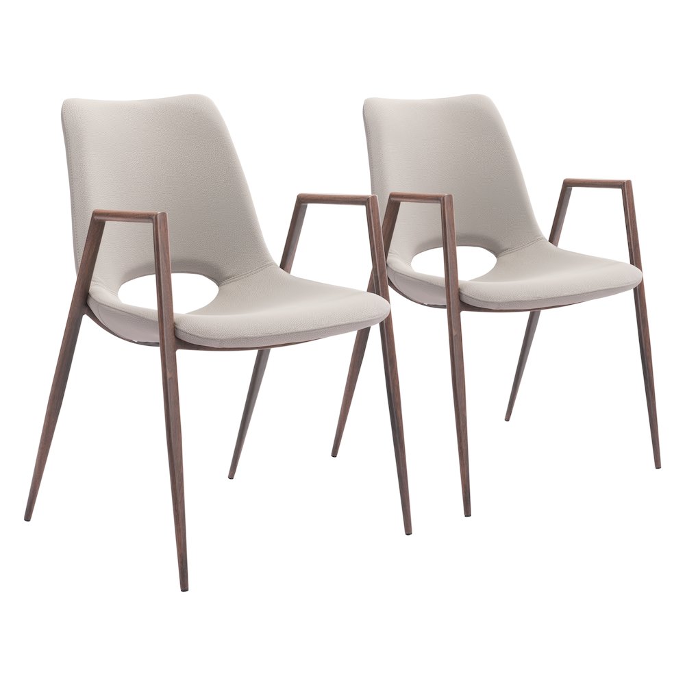 Desi Dining Chair (Set of 2) Beige & Walnut. Picture 6