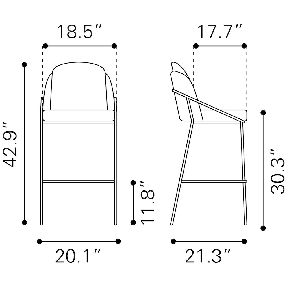 Jambi Barstool (Set of 2) Black & White. Picture 12