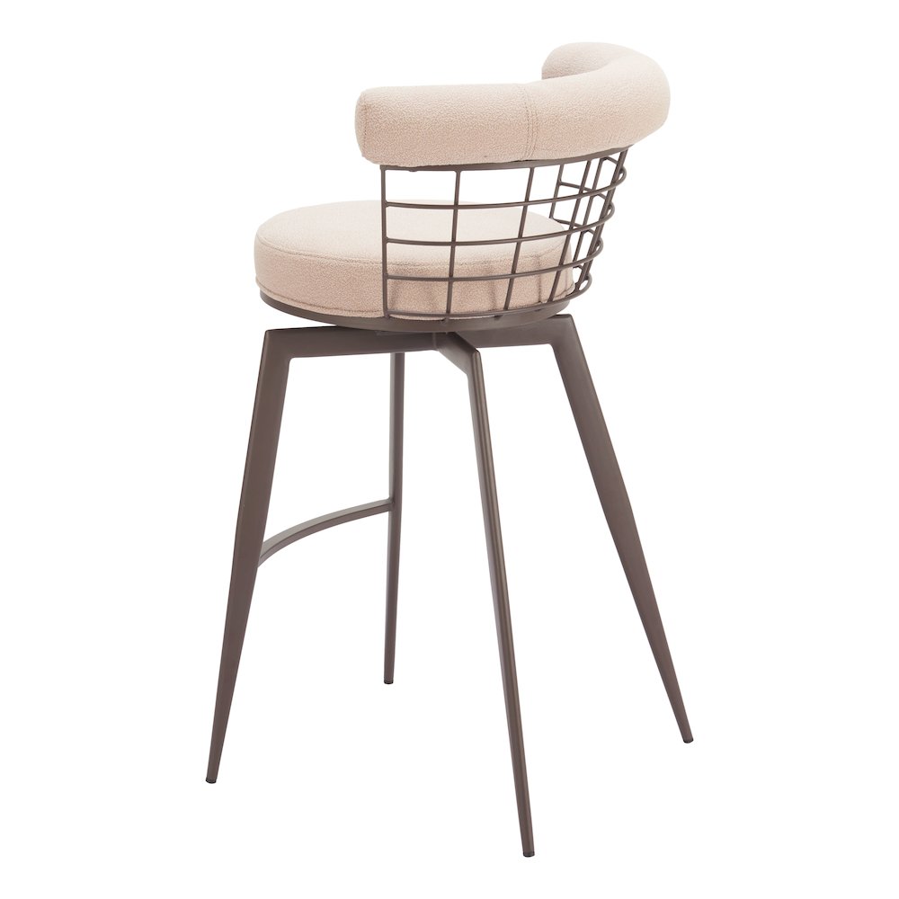 Saku Swivel Barstool Beige & Brown. Picture 8