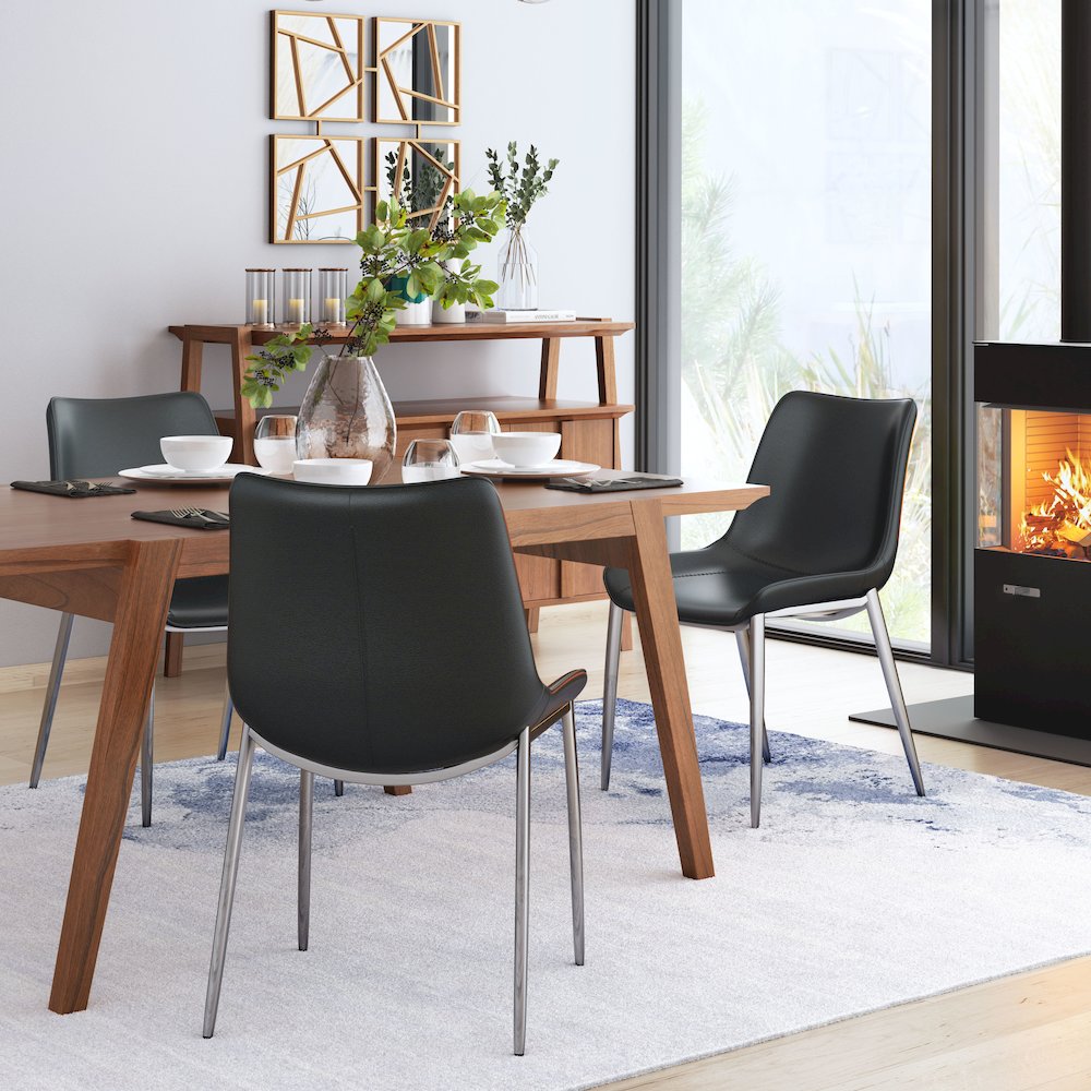 Magnus Dining Chair (Set of 2) Black & Silver. Picture 10