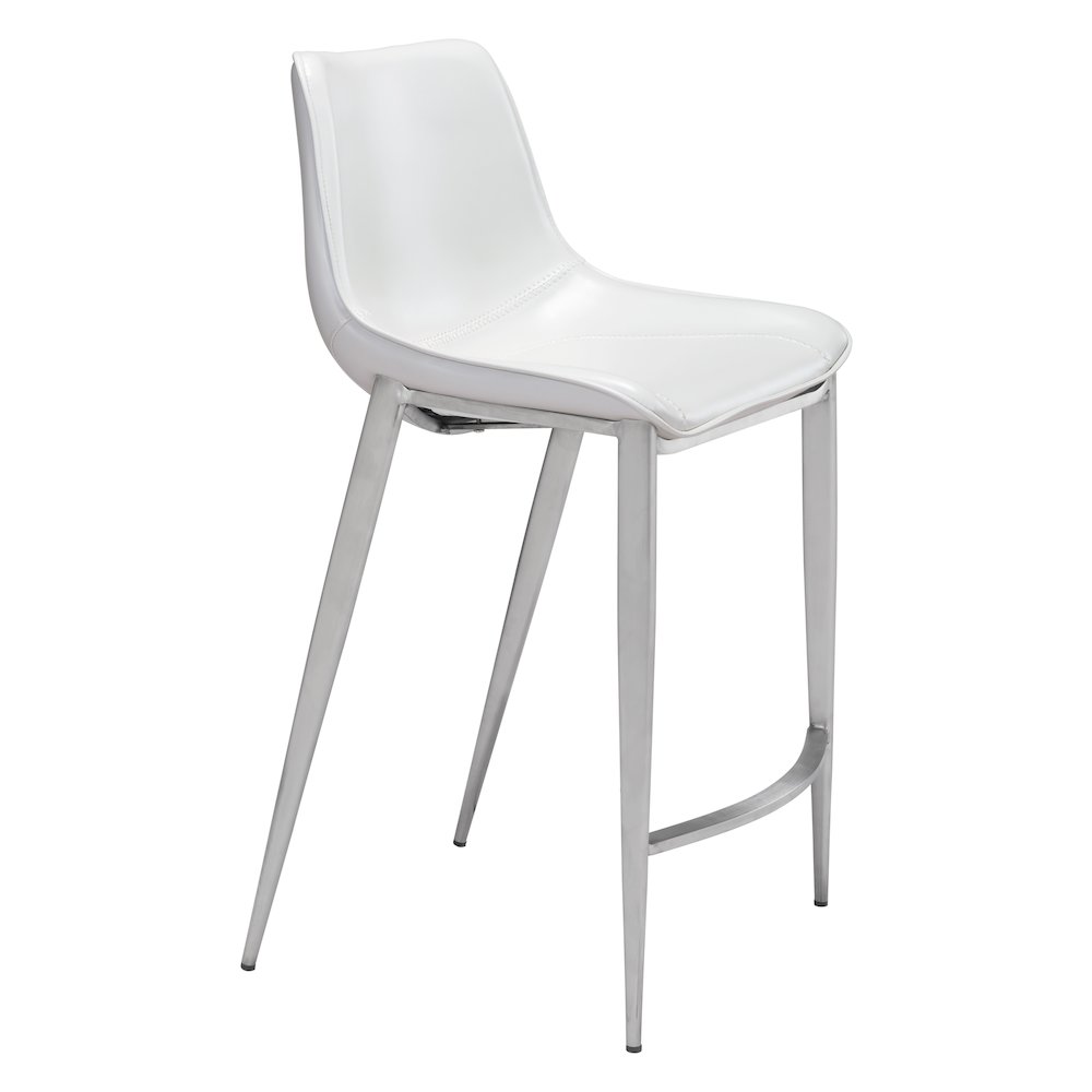 Magnus Counter Stool (Set of 2) White & Silver. Picture 1