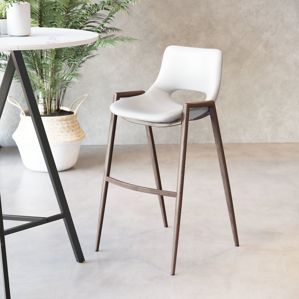 Desi Barstool (Set of 2) White & Walnut. Picture 8