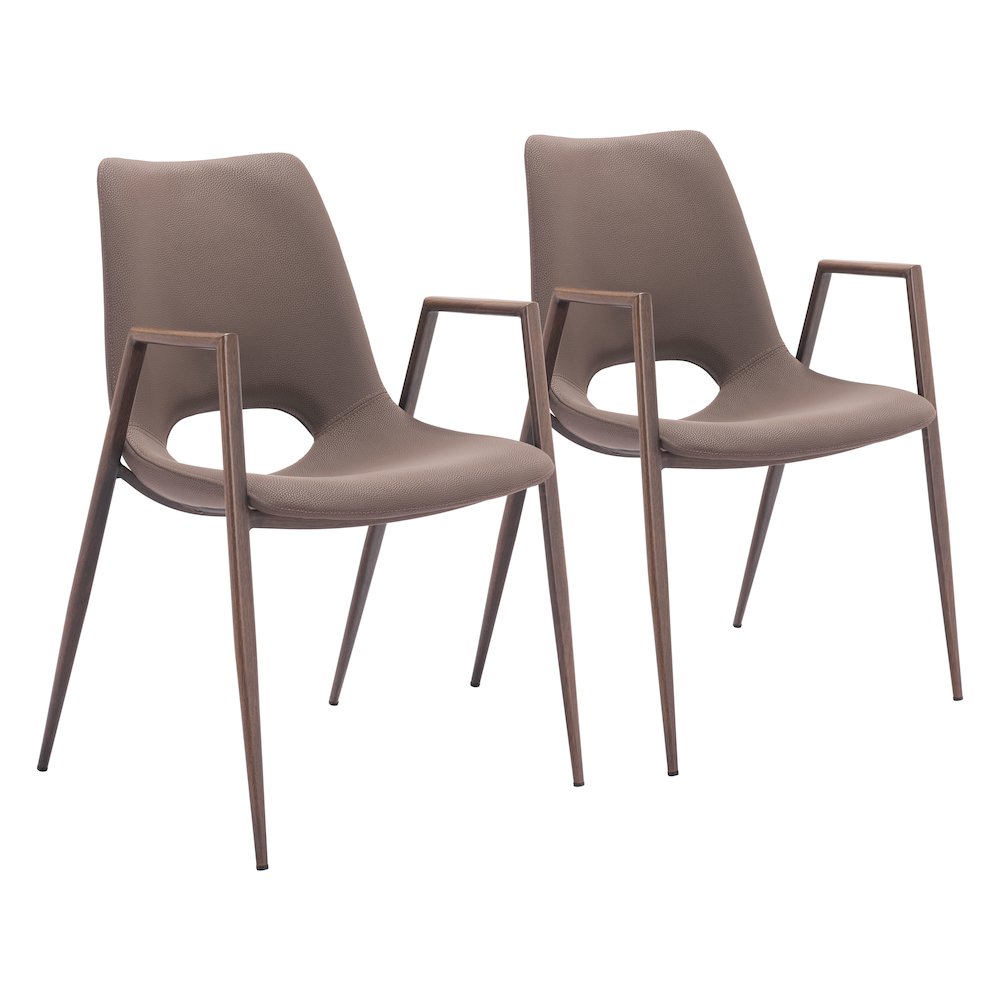 Desi Dining Chair (Set of 2) Brown & Walnut. Picture 6