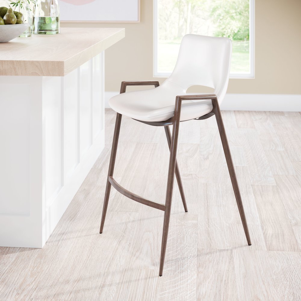 Desi Counter Stool (Set of 2) White & Walnut. Picture 7