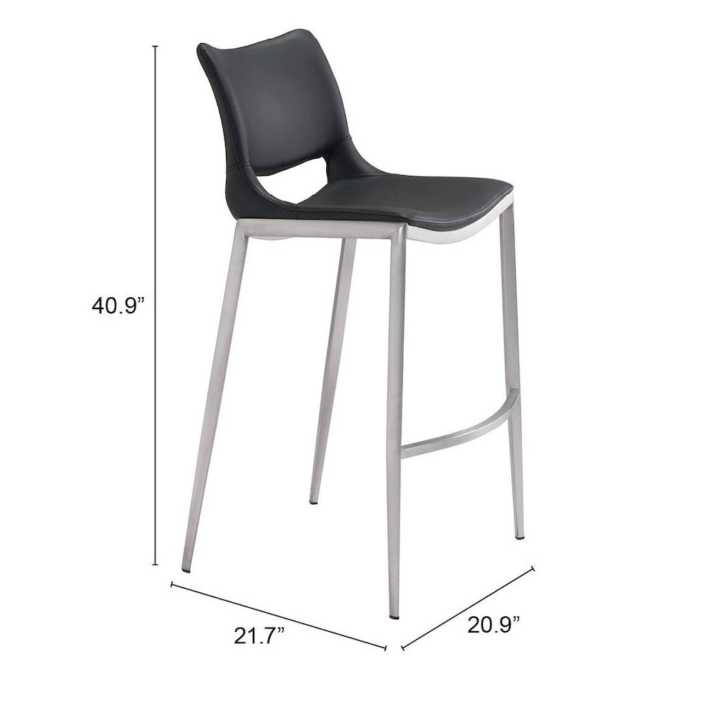 Ace Barstool (Set of 2) Black & Silver. Picture 7