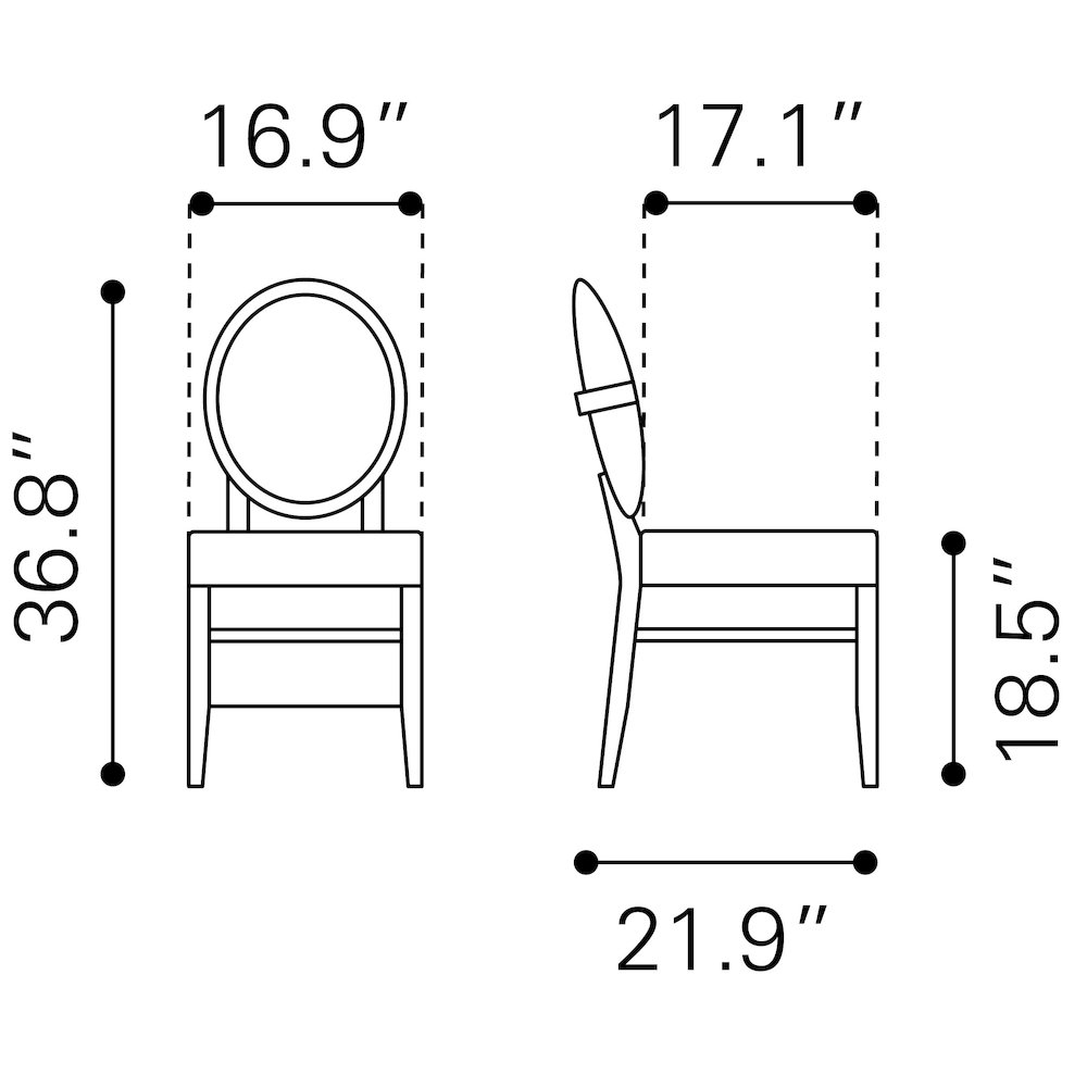 Regents Dining Chair (Set of 2) Walnut & Light Gray. Picture 10