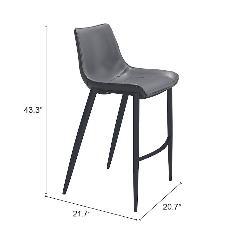 Magnus Barstool (Set of 2) Dark Gray & Black. Picture 7