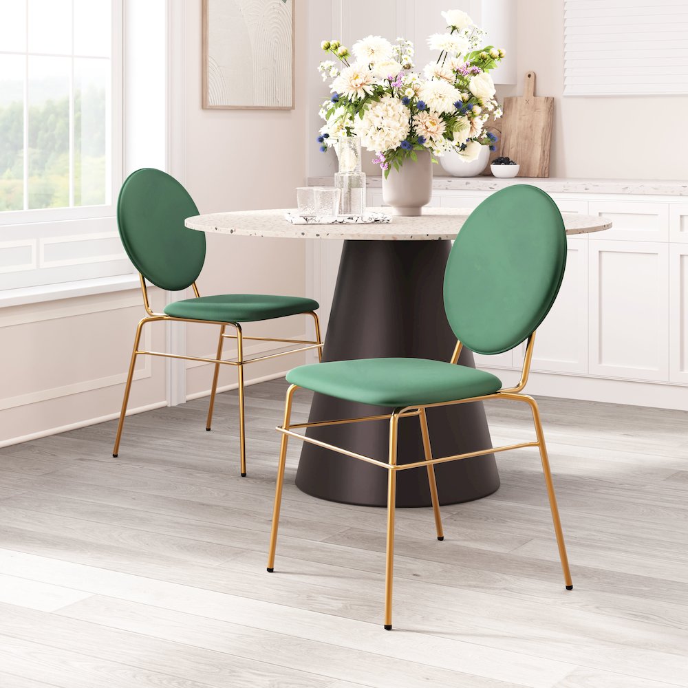 Odessa Dining Chair (Set of 2) Green & Gold. Picture 9