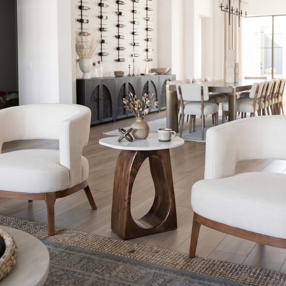 Vara Side Table White & Walnut. Picture 3
