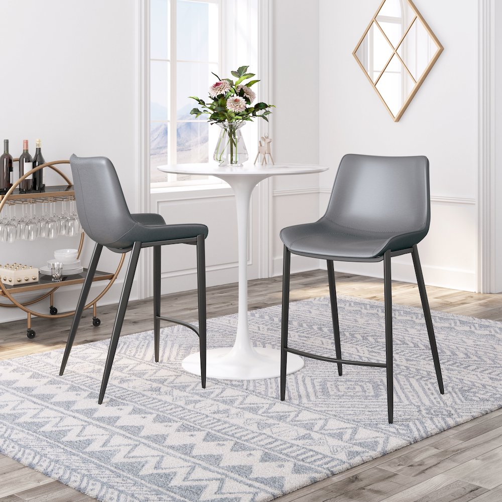 Magnus Counter Stool (Set of 2) Dark Gray & Black. Picture 8
