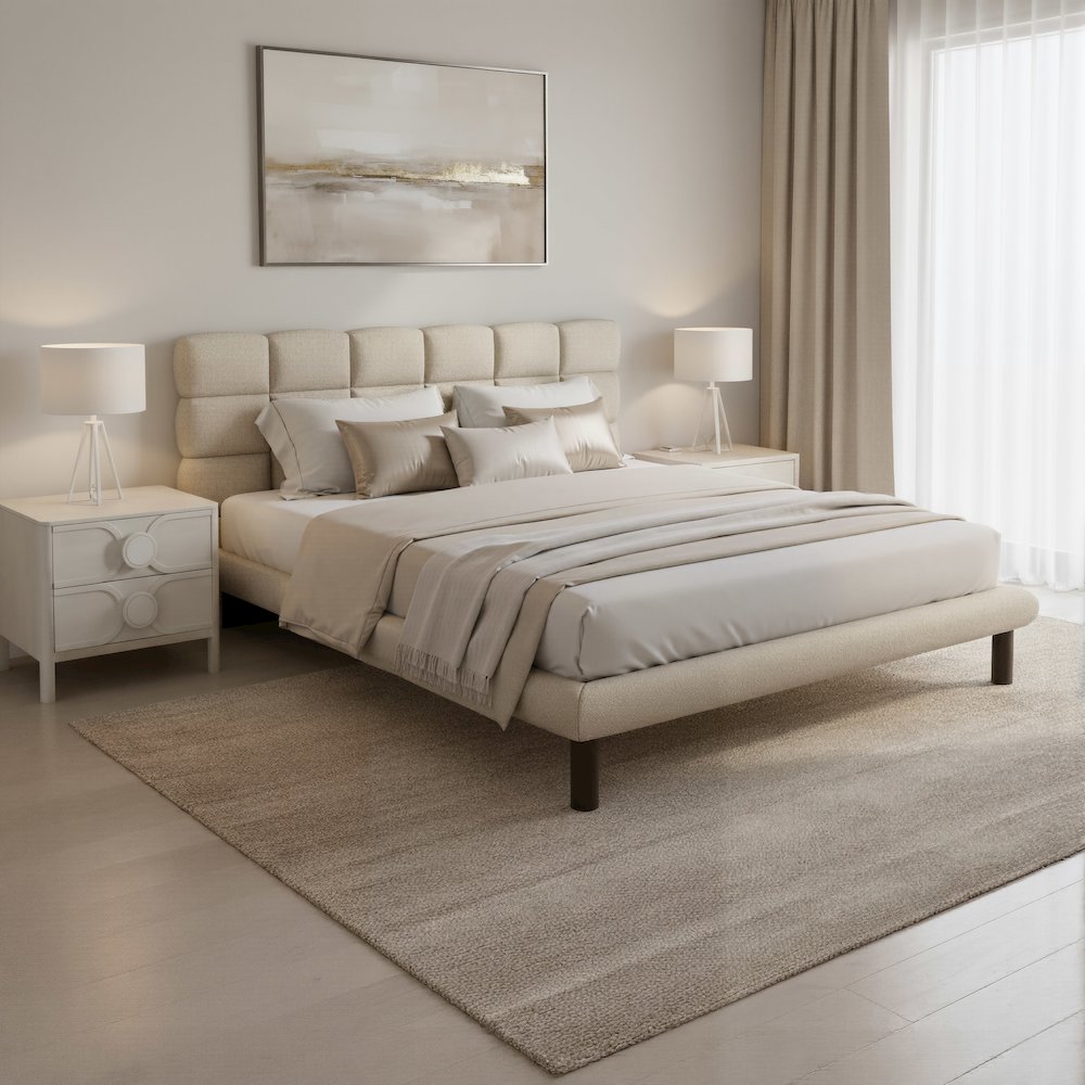 Placid King Bed Beige. Picture 9