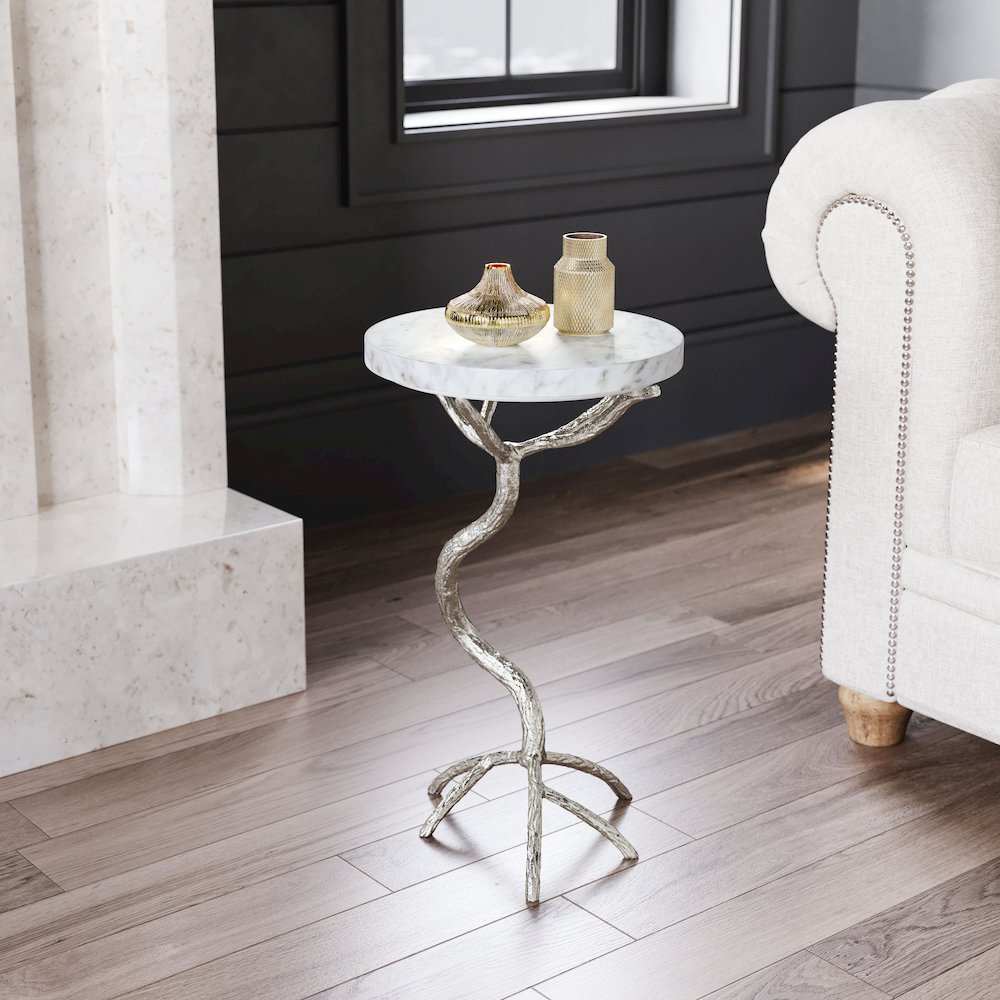 Joel Side Table White & Silver. Picture 9