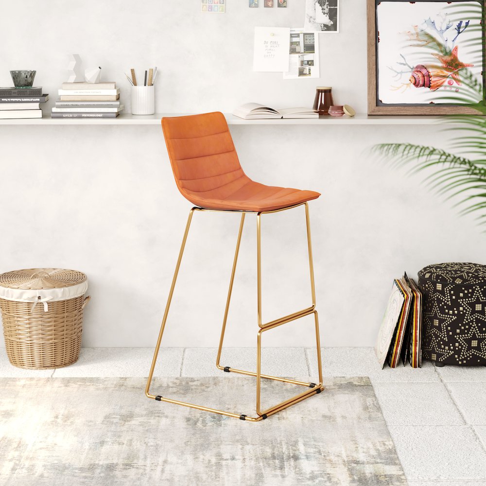 Adele Barstool (Set of 2) Orange & Gold. Picture 9