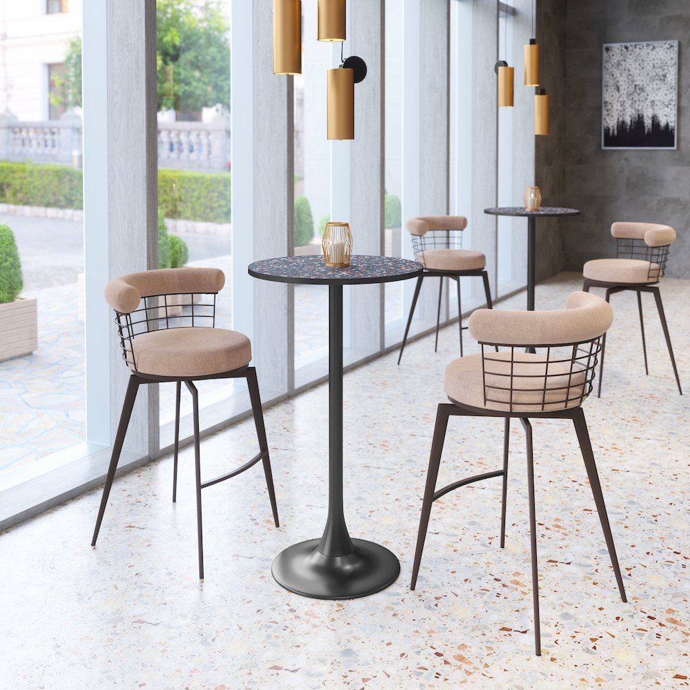 Saku Swivel Barstool Beige & Brown. Picture 3