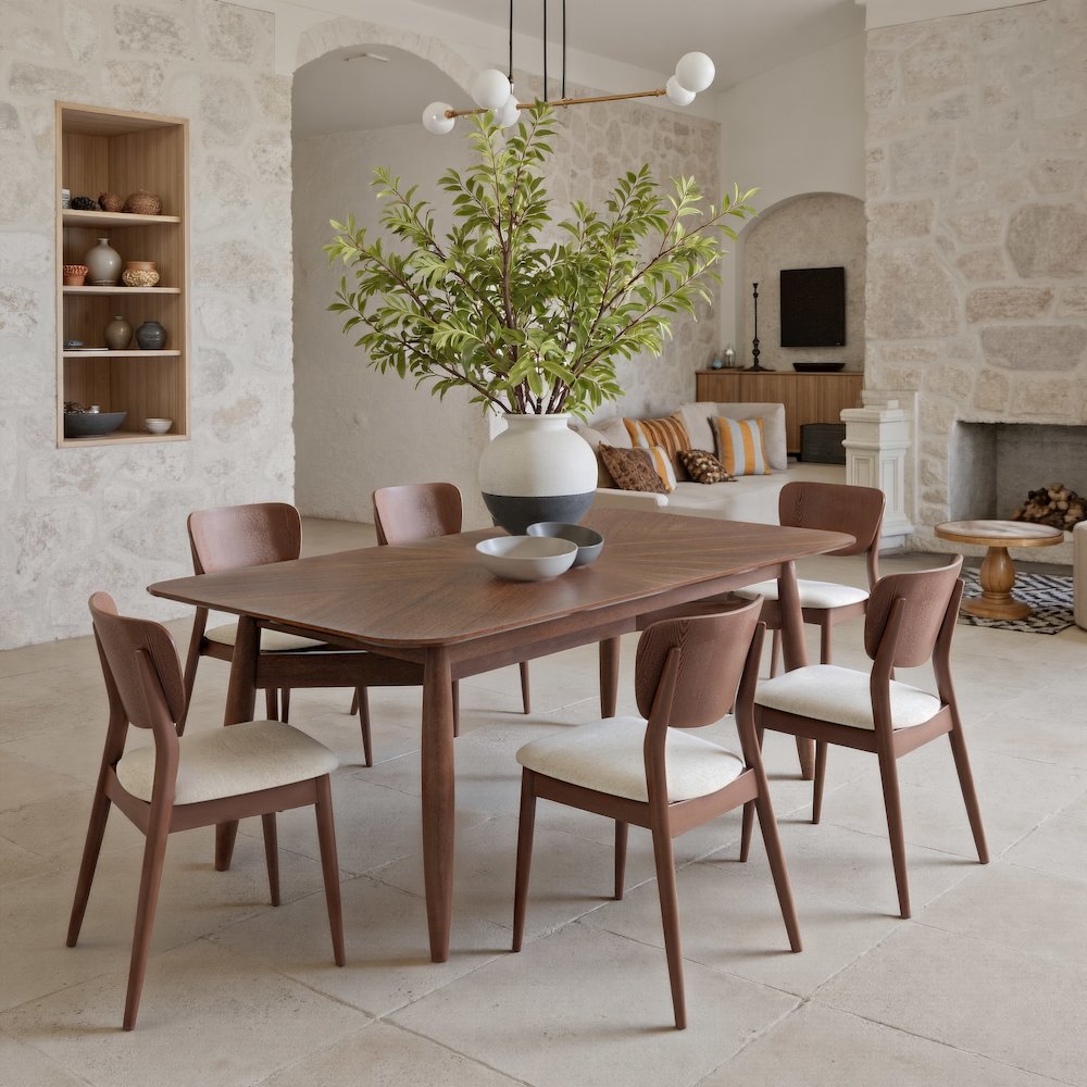 Kellua Dining Chair (Set of 2) Beige & Walnut. Picture 9