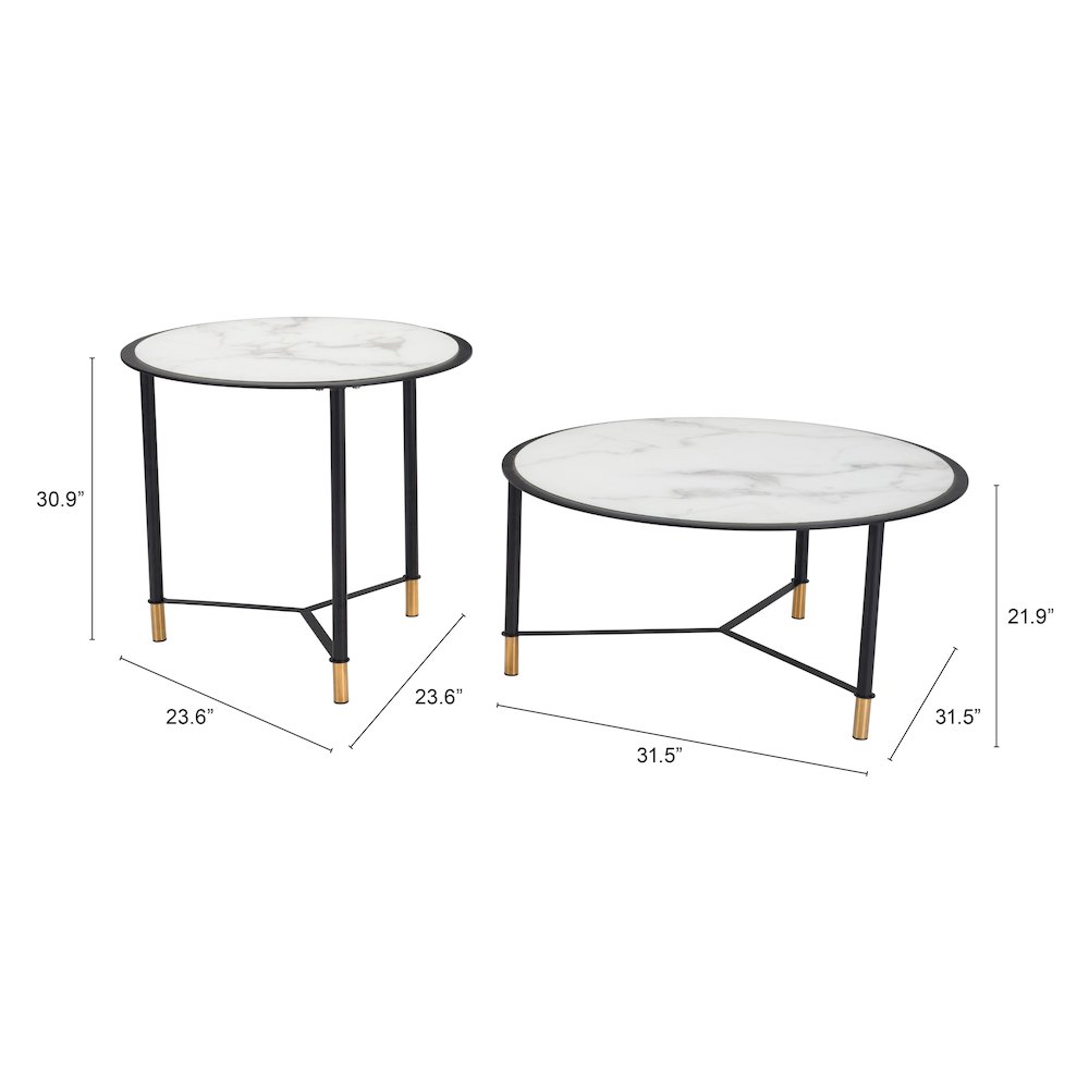 Davis Coffee Table Set (2-Piece) White & Black. Picture 11
