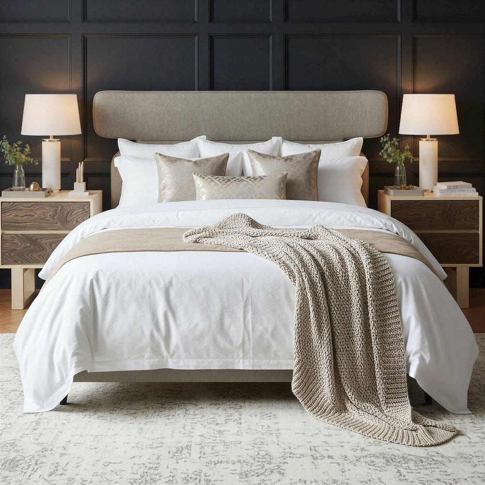 Dusa Queen Bed Olive Brown. Picture 3
