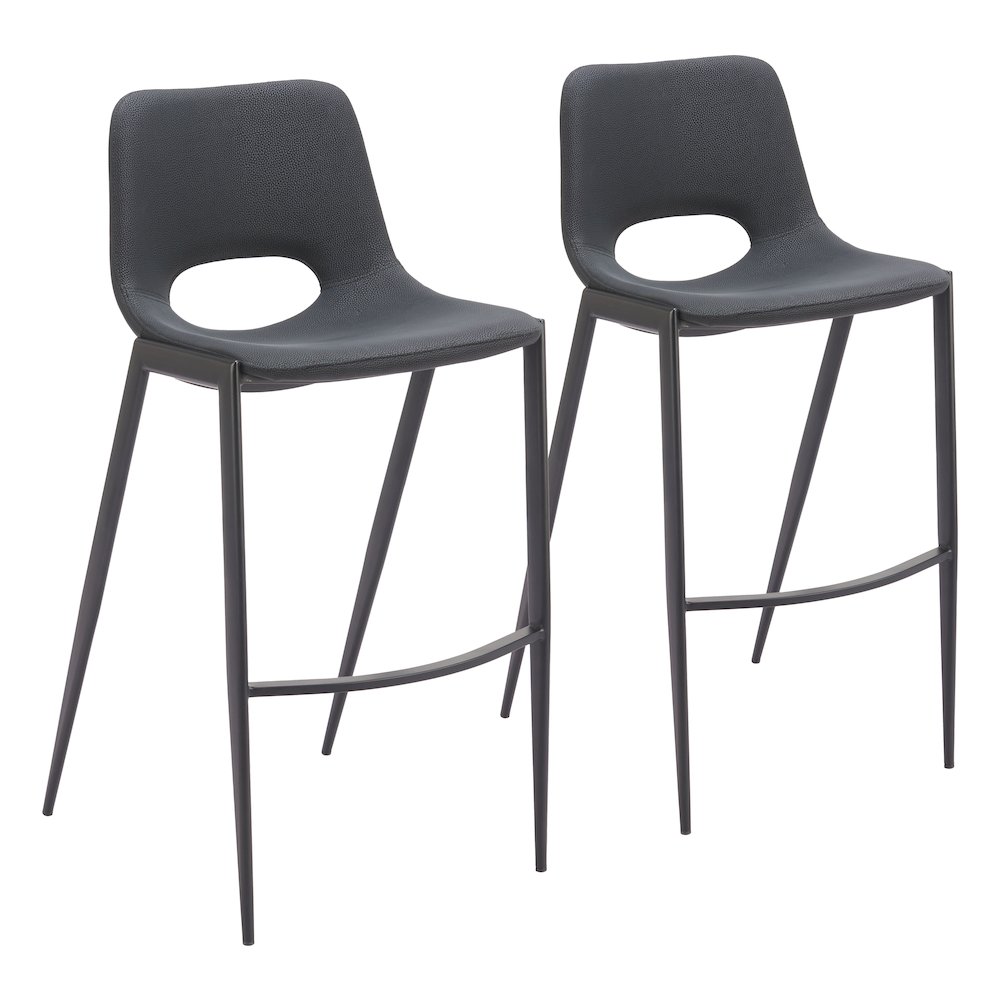 Desi Armless Barstool (Set of 2) Black. Picture 2