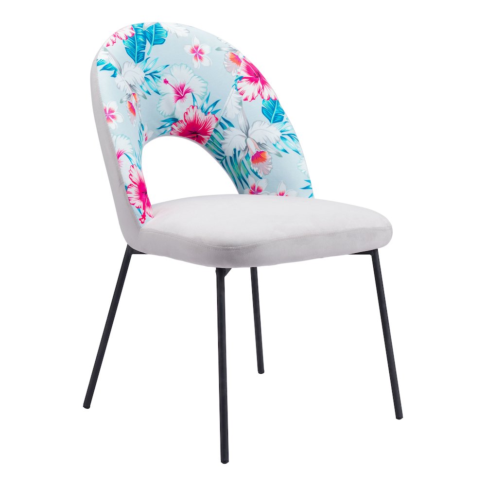 Torrey Dining Chair (Set of 2) Multicolor Print & Gray. Picture 1