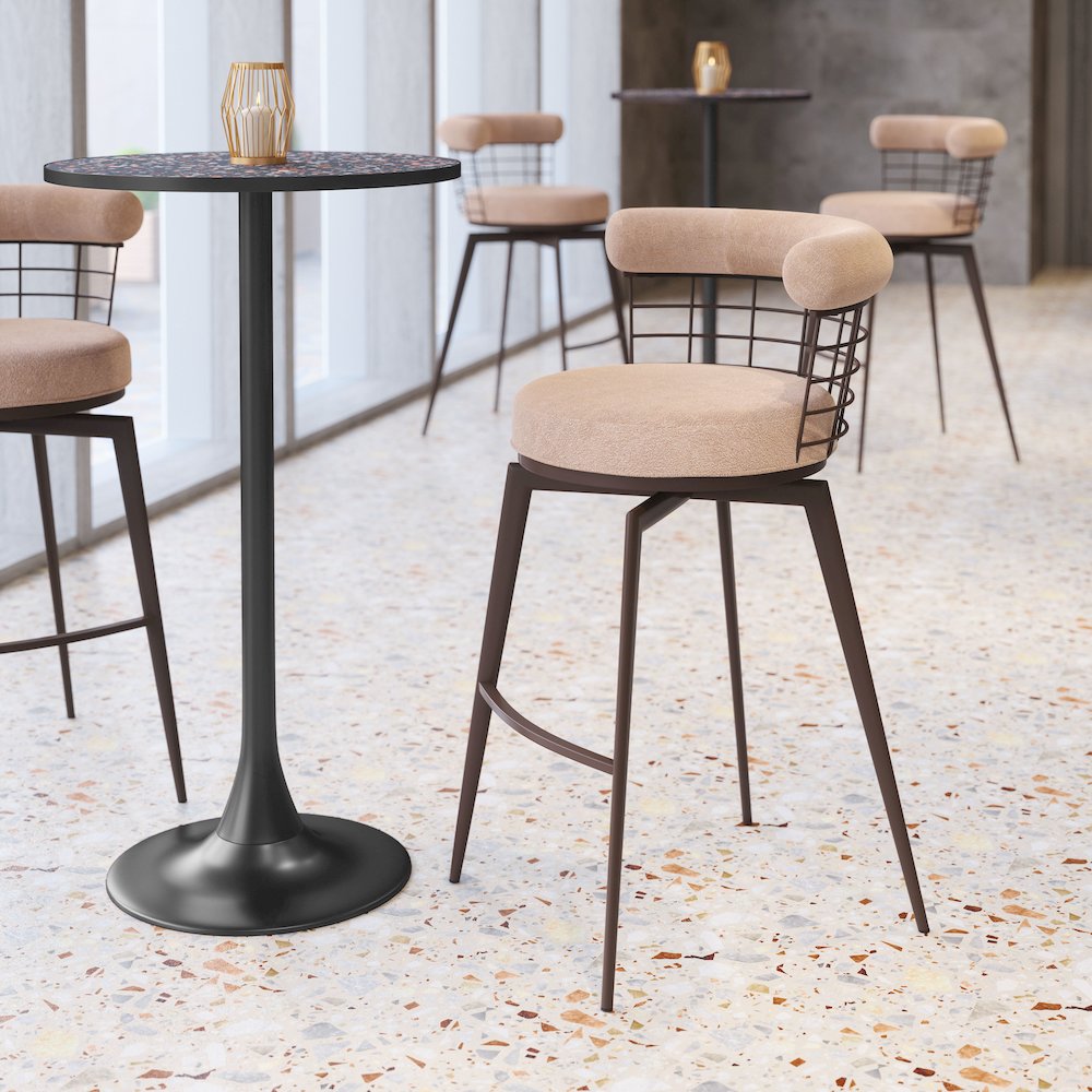 Saku Swivel Barstool Beige & Brown. Picture 2