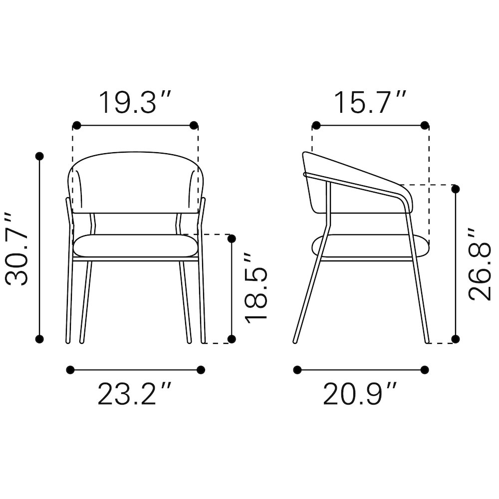 Josephine Dining Chair (Set of 2) Brown. Picture 11