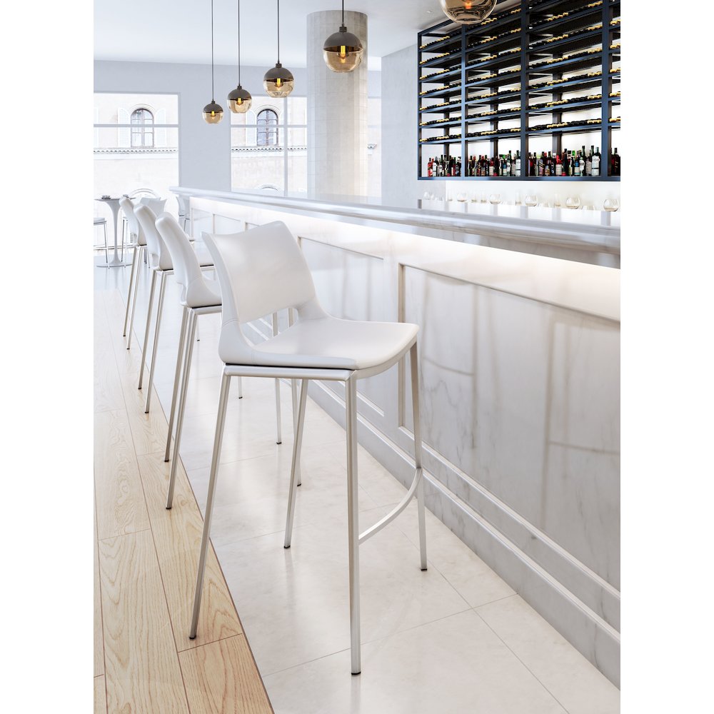 Ace Barstool (Set of 2) White & Silver. Picture 9