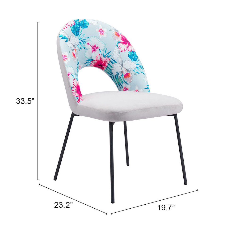 Torrey Dining Chair (Set of 2) Multicolor Print & Gray. Picture 7