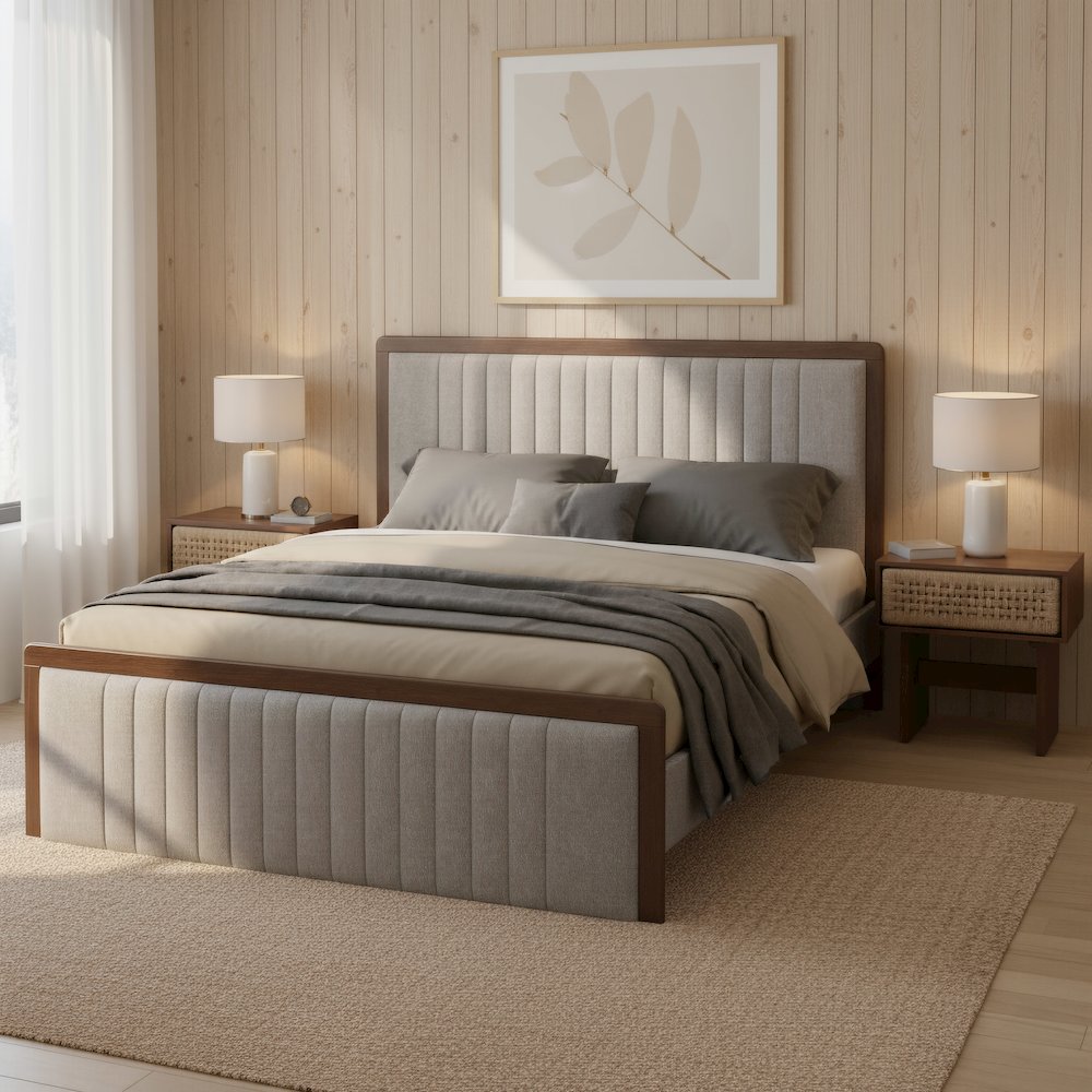 Somune King Bed Gray & Walnut. Picture 2