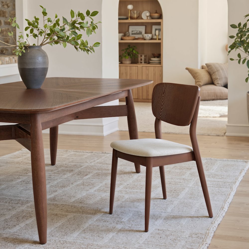 Kellua Dining Chair (Set of 2) Beige & Walnut. Picture 8