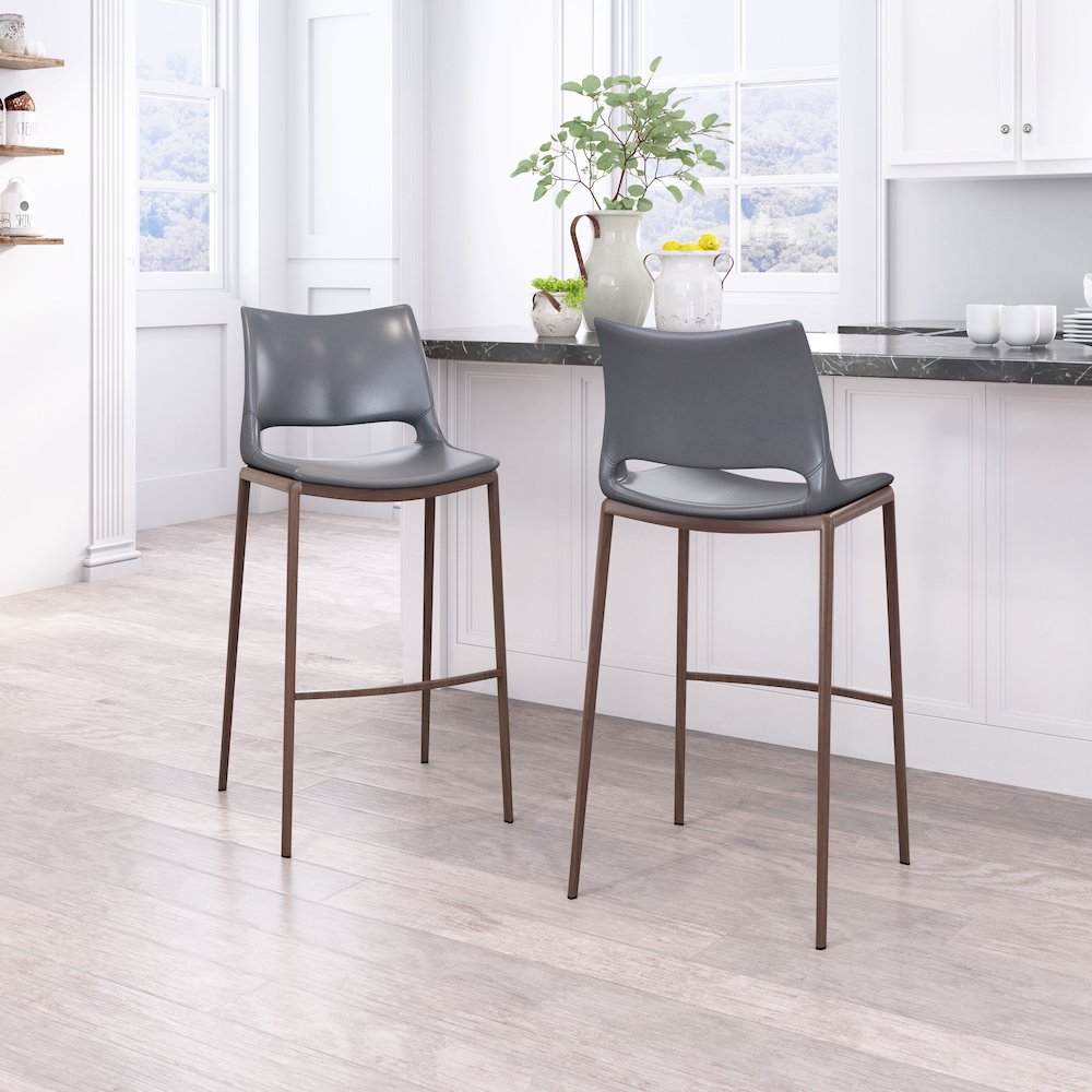 Ace Barstool (Set of 2) Dark Gray & Walnut. Picture 8