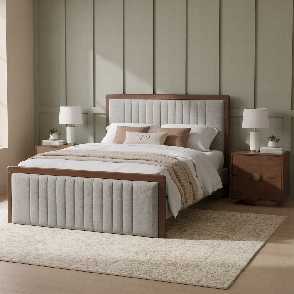 Somune Queen Bed Gray & Walnut. Picture 2