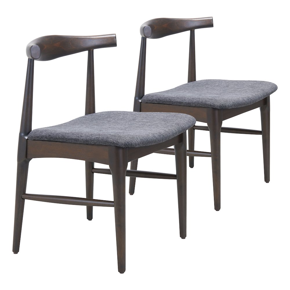 Tuzka Dining Chair (Set of 2) Gray & Espresso. Picture 6