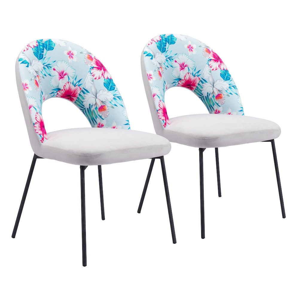 Torrey Dining Chair (Set of 2) Multicolor Print & Gray. Picture 6