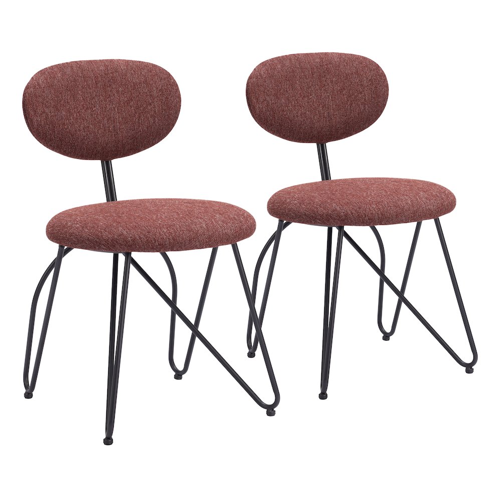 Novi Dining Chair (Set of 2) Maroon Brown. Picture 6