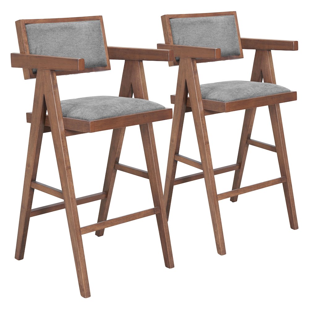 Delhi Barstool (Set of 2) Gray & Walnut. Picture 6