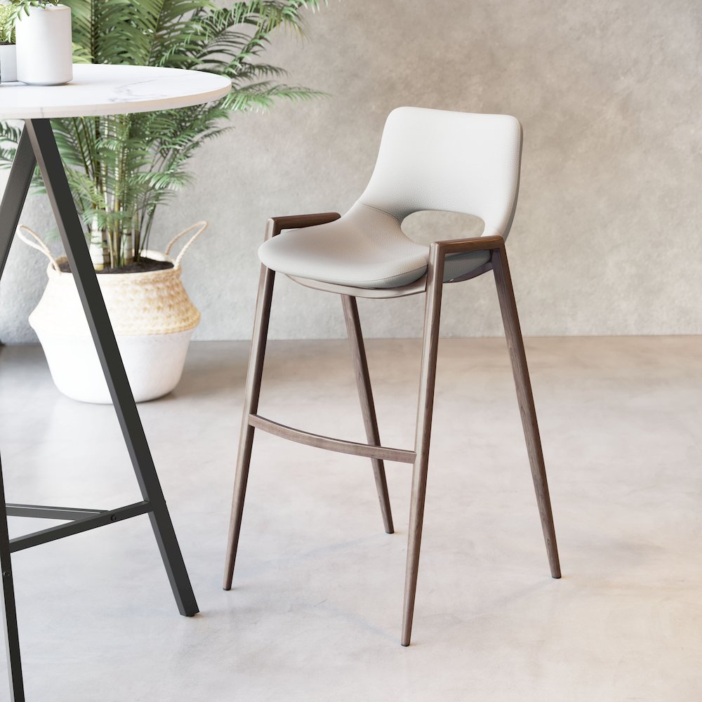 Desi Barstool (Set of 2) Beige & Walnut. Picture 8