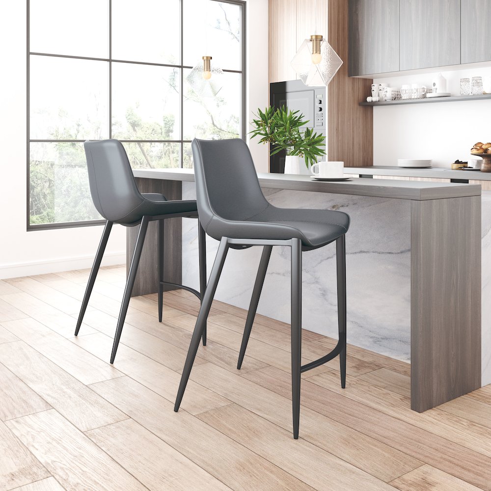 Magnus Barstool (Set of 2) Dark Gray & Black. Picture 8