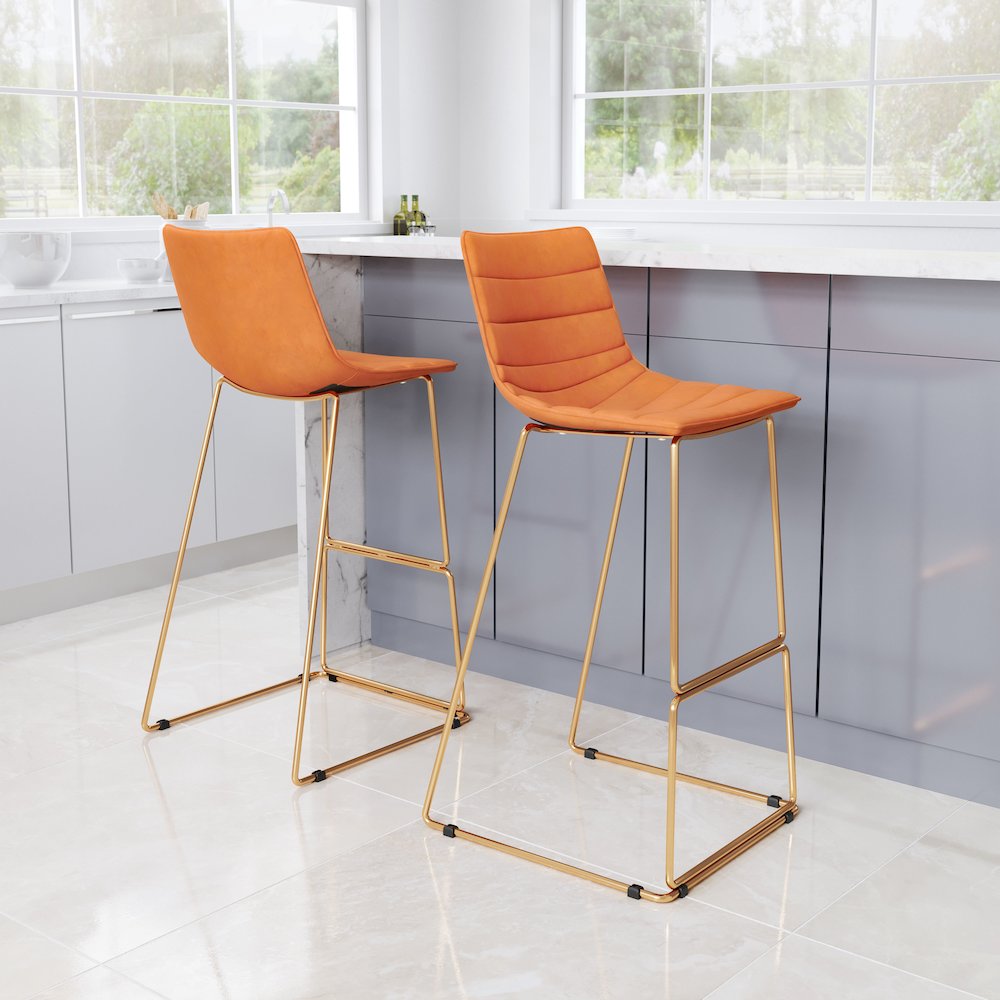 Adele Barstool (Set of 2) Orange & Gold. Picture 8