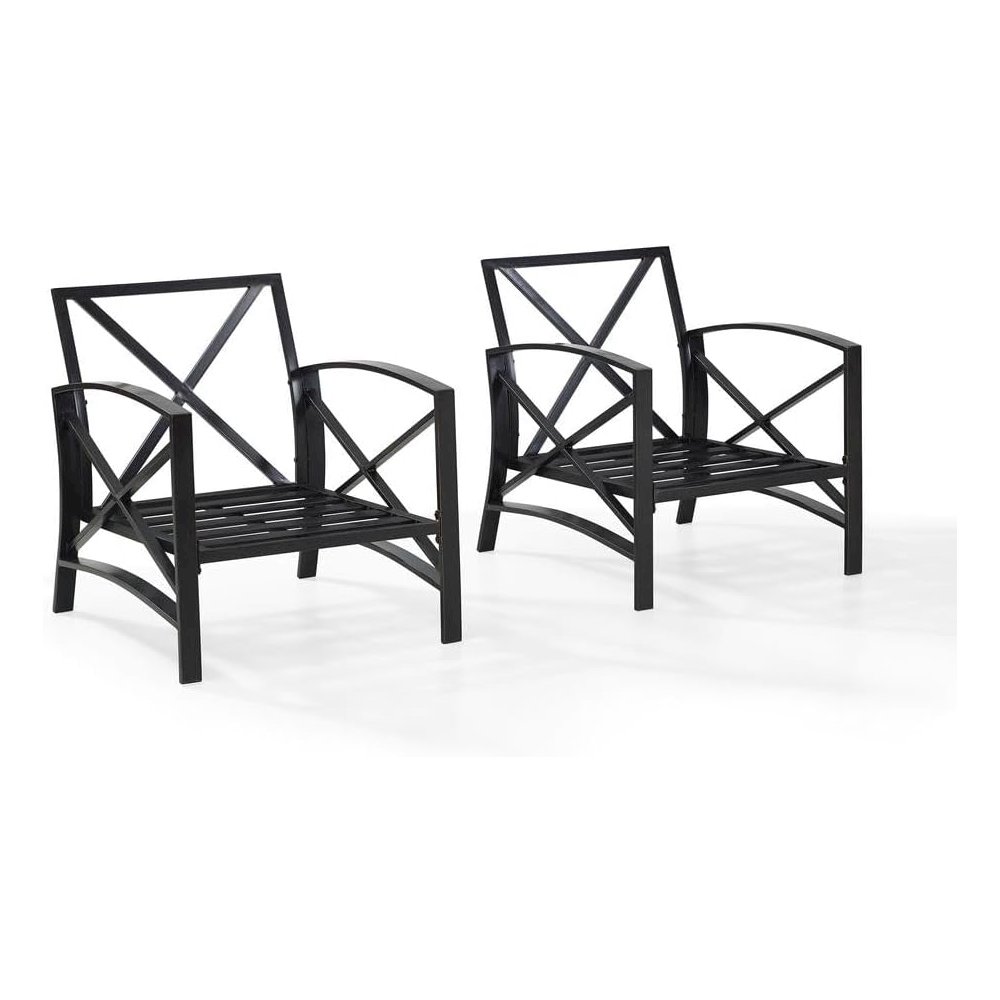 Oatmeal Outdoor Chair Set with Bronze Finish – 2 Weather-Resistant Seats. Picture 4