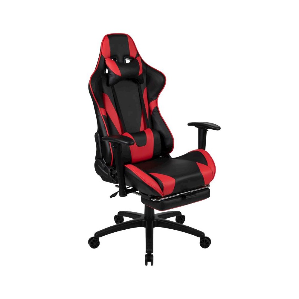 X30 Gaming Chair Racing Office Ergonomic Computer Chair with Fully Reclining Back and Slide-Out Footrest in Red LeatherSoft. Picture 1