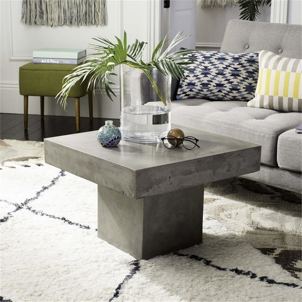 Tallen Dark Grey Indoor/Outdoor Modern Concrete 15.75" Coffee Table. Picture 7