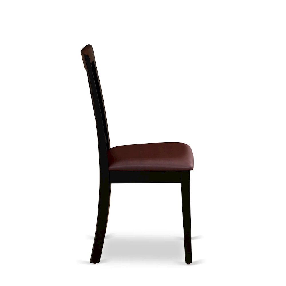 Antique Dining Room Chairs - Faux Leather Upholstered Wooden Chairs, Set of 2. Picture 5