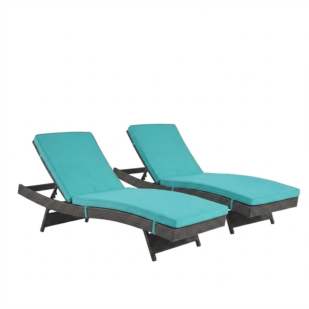 Outdoor Patio Chaise Set Of 2 With Cushioned Lounge Chairs For Garden, Backyard. Picture 1
