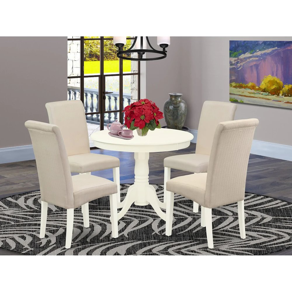Dining Room Set Linen White, ANBA5-LWH-01. Picture 7