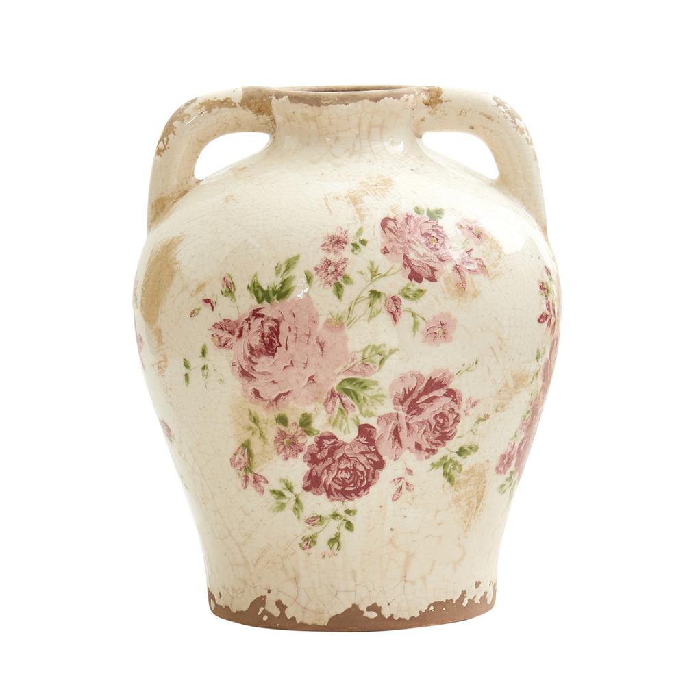 8in. Tuscan Ceramic Floral Print Vase. Picture 1