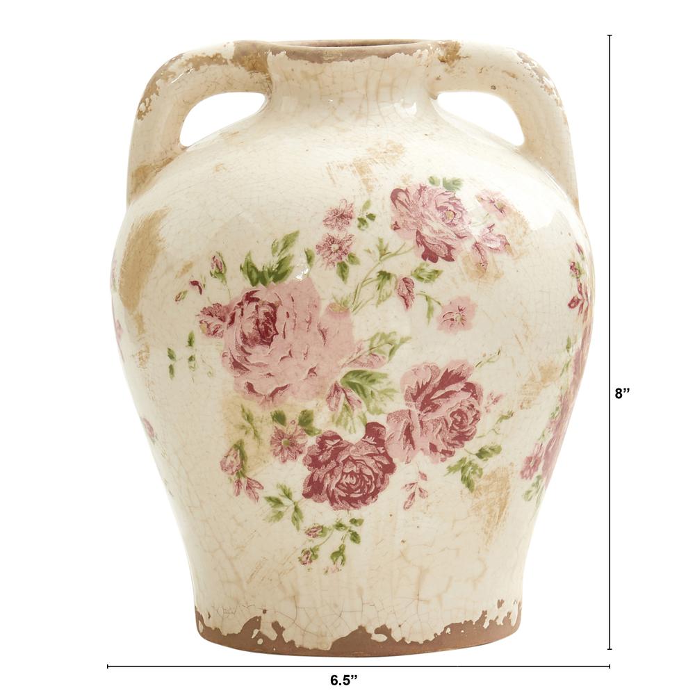 8in. Tuscan Ceramic Floral Print Vase. Picture 3