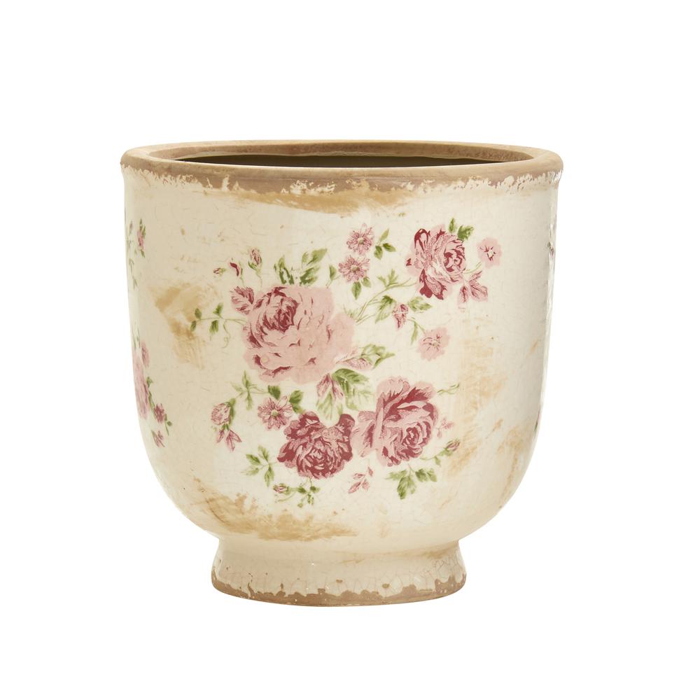 7.5in. Tuscan Ceramic Floral Print Planter. Picture 1