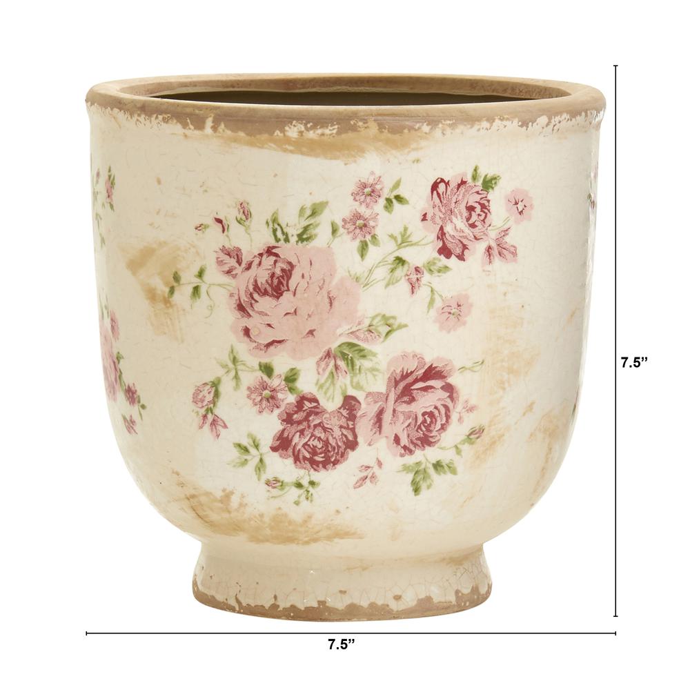 7.5in. Tuscan Ceramic Floral Print Planter. Picture 2