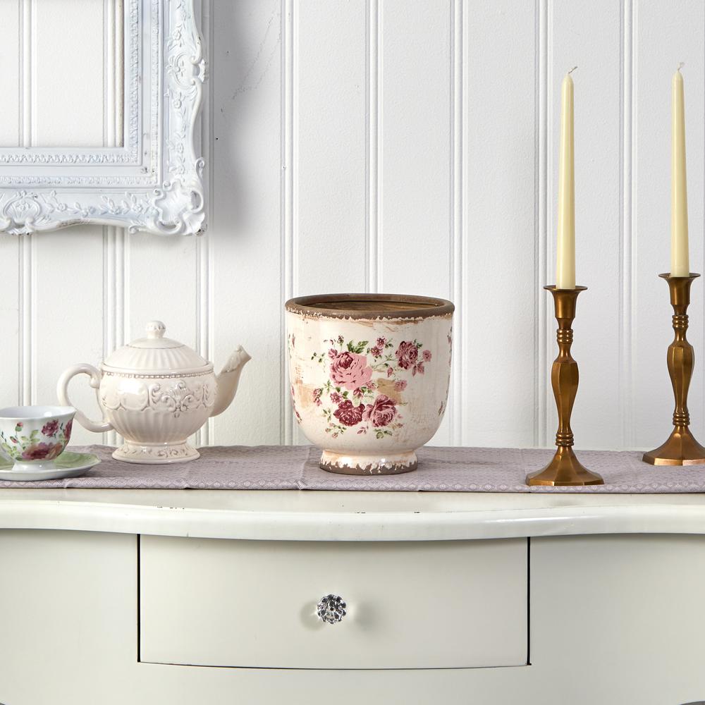 7.5in. Tuscan Ceramic Floral Print Planter. Picture 3